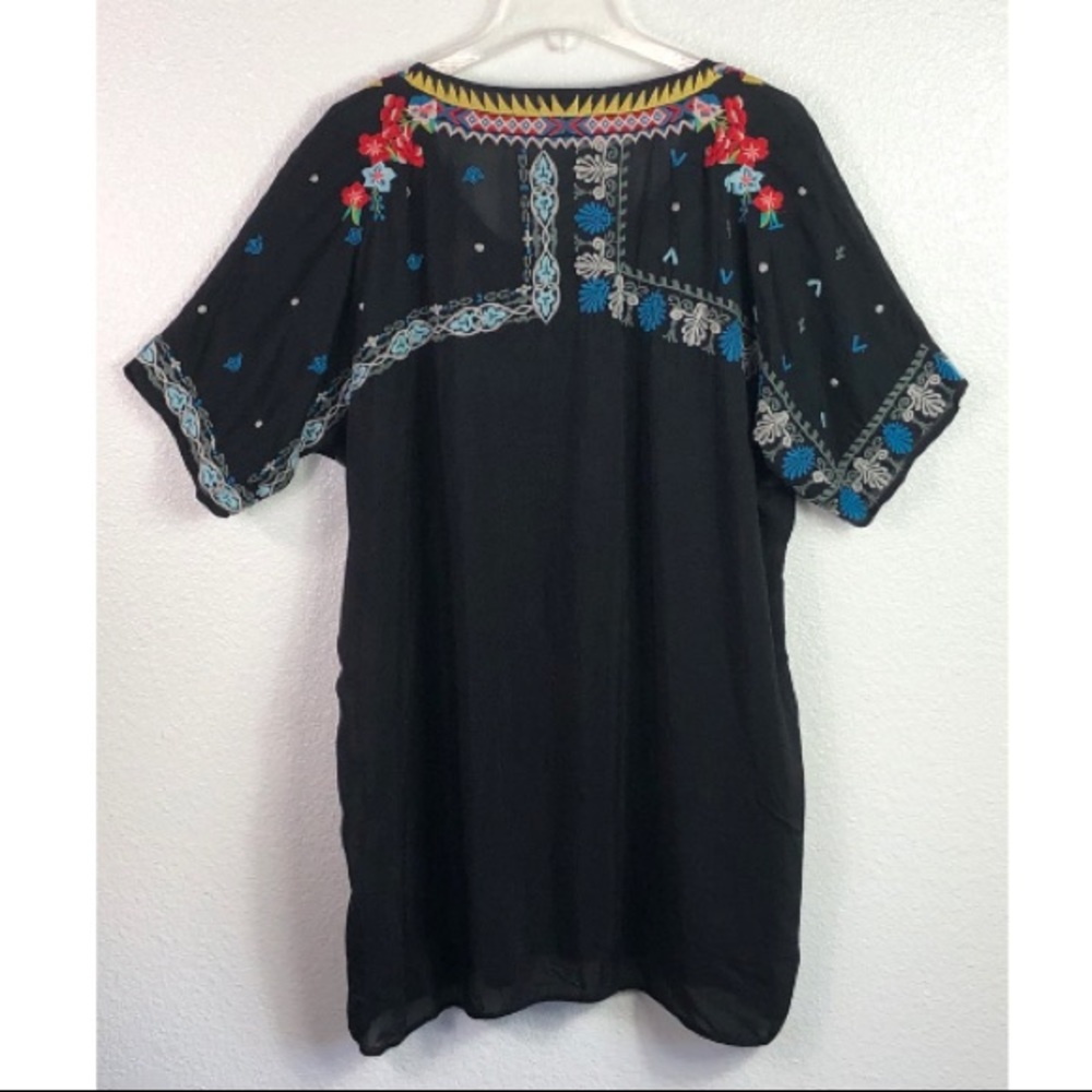Johnny Was Black Tunic with Colorful Embroidery-SO PRETTY! - Picture 6 of 8